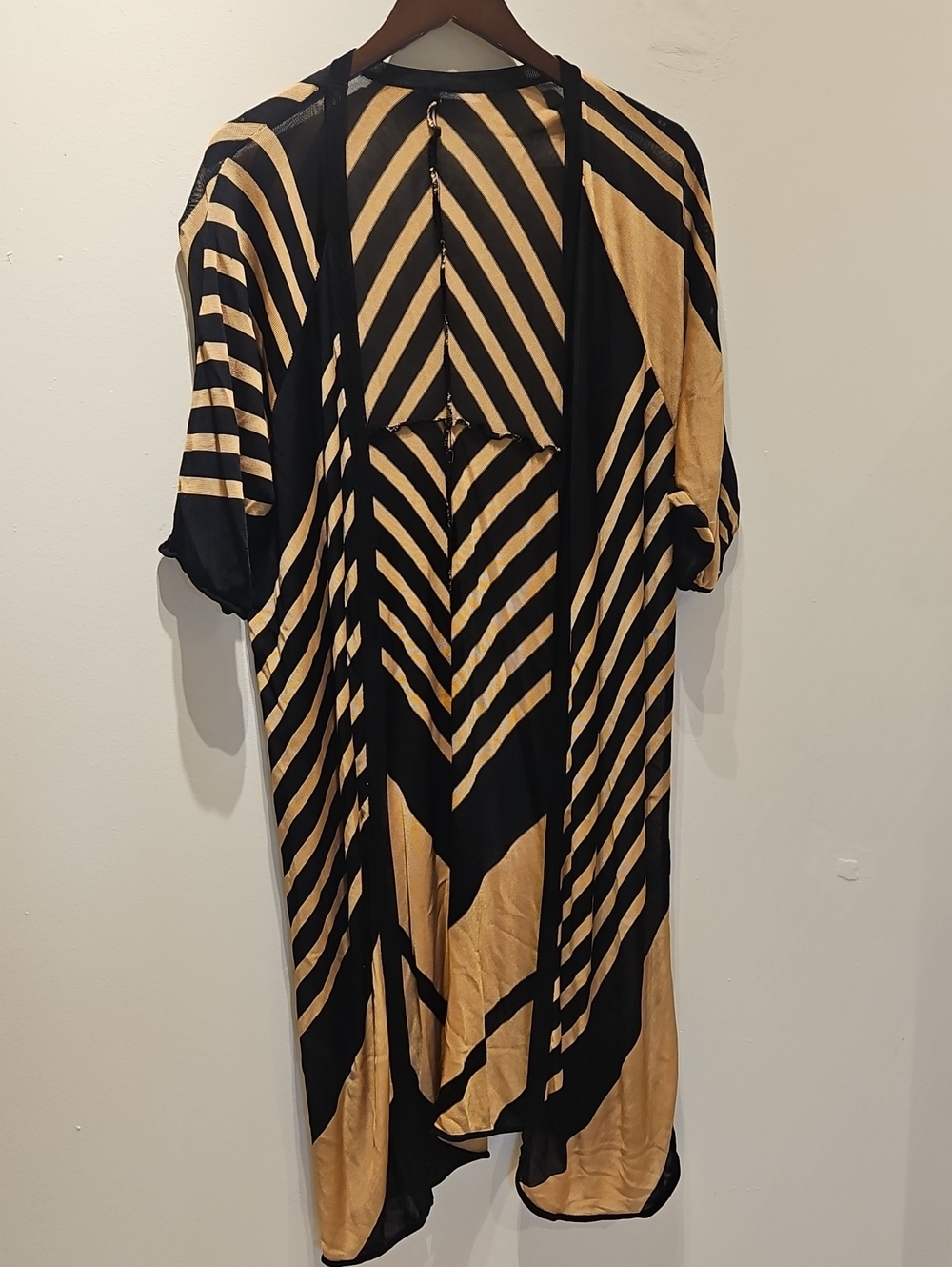 Black & Gold Striped Women's Cape Jacket